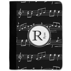 Musical Notes Notebook Padfolio - Medium w/ Name and Initial
