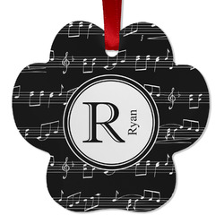 Musical Notes Metal Paw Ornament - Double Sided w/ Name and Initial