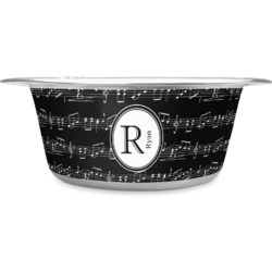 Musical Notes Stainless Steel Dog Bowl - Medium (Personalized)