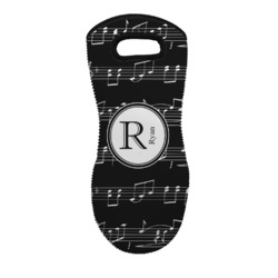 Musical Notes Neoprene Oven Mitt - Single w/ Name and Initial