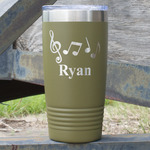 Musical Notes 20 oz Stainless Steel Tumbler - Olive - Double Sided (Personalized)