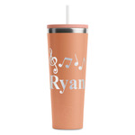 Musical Notes RTIC Everyday Tumbler with Straw - 28oz - Peach - Double-Sided (Personalized)