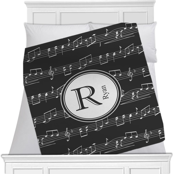 Custom Musical Notes Minky Blanket - Twin / Full - 80"x60" - Double Sided (Personalized)