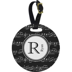 Musical Notes Plastic Luggage Tag - Round (Personalized)