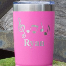 Musical Notes 20 oz Stainless Steel Tumbler - Pink - Double Sided (Personalized)
