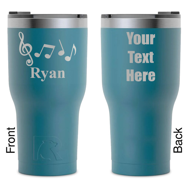 Custom Musical Notes RTIC Tumbler - Dark Teal - Laser Engraved - Double-Sided (Personalized)