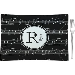 Musical Notes Glass Rectangular Appetizer / Dessert Plate (Personalized)