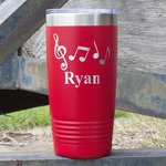 Musical Notes 20 oz Stainless Steel Tumbler - Red - Double Sided (Personalized)