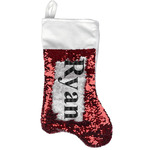 Musical Notes Reversible Sequin Stocking - Red (Personalized)