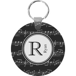 Musical Notes Round Plastic Keychain (Personalized)