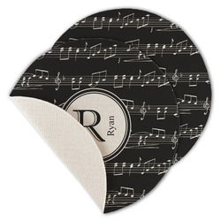 Musical Notes Round Linen Placemat - Single Sided - Set of 4 (Personalized)