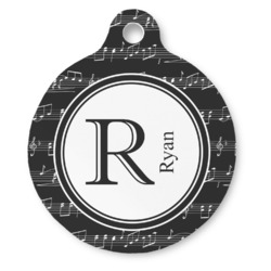 Musical Notes Round Pet ID Tag - Large (Personalized)