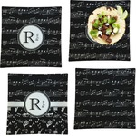 Musical Notes Set of 4 Glass Square Lunch / Dinner Plate 9.5" (Personalized)