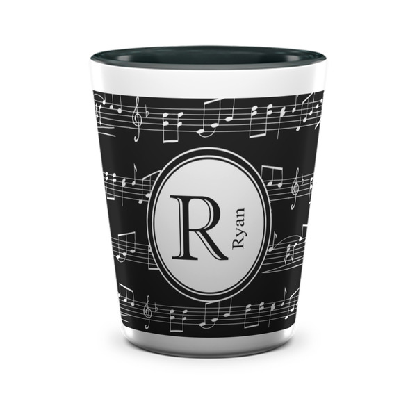 Custom Musical Notes Ceramic Shot Glass - 1.5 oz - Two Tone - Set of 4 (Personalized)