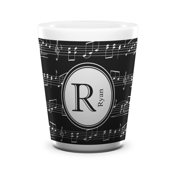 Custom Musical Notes Ceramic Shot Glass - 1.5 oz - White - Set of 4 (Personalized)