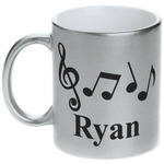 Musical Notes Metallic Silver Mug (Personalized)