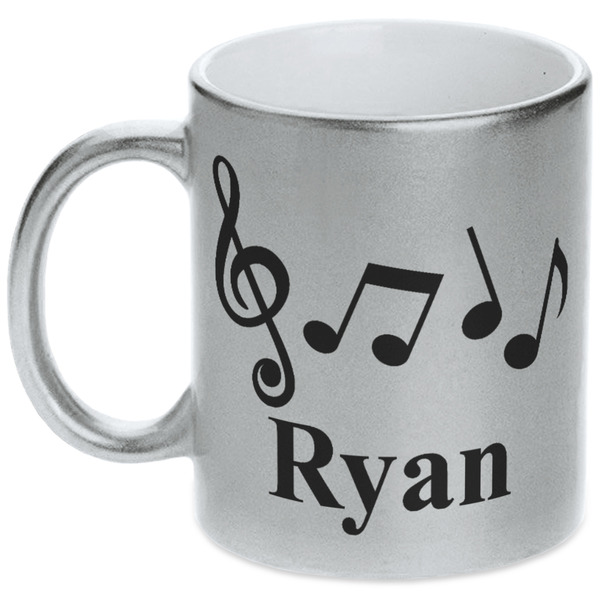 Custom Musical Notes Metallic Silver Mug (Personalized)