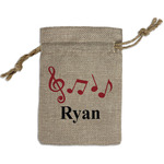 Musical Notes Small Burlap Gift Bag - Front (Personalized)