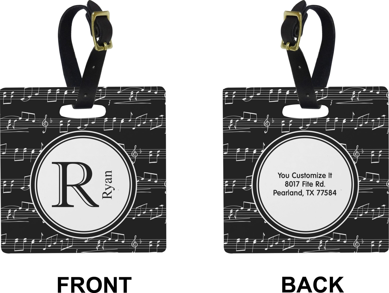 Musical Notes Square Luggage Tag (Personalized) - YouCustomizeIt