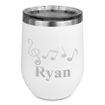 Musical Notes Stemless Stainless Steel Wine Tumbler - White - Single Sided (Personalized)