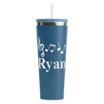 Musical Notes RTIC Everyday Tumbler with Straw - 28oz - Steel Blue - Double-Sided (Personalized)