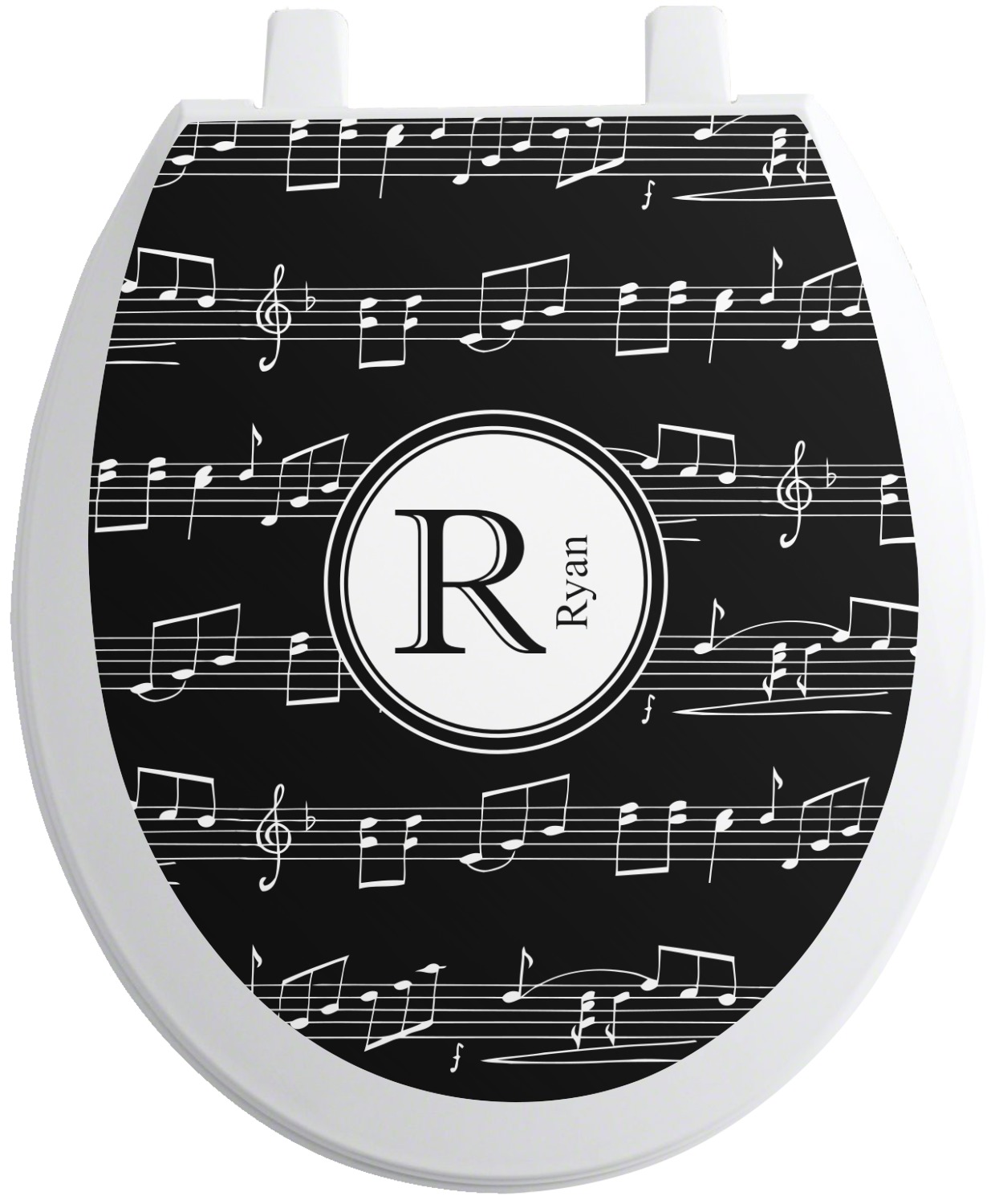 Musical Notes Toilet Seat Decal Elongated (Personalized) YouCustomizeIt