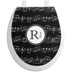 Musical Notes Toilet Seat Decal - Round (Personalized)