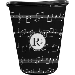 Musical Notes Waste Basket - Single Sided (Black) (Personalized)