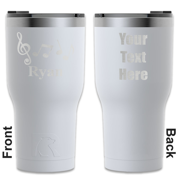 Custom Musical Notes RTIC Tumbler - White - Engraved Front & Back (Personalized)