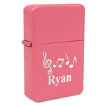 Musical Notes Windproof Lighter - Pink - Single Sided & Lid Engraved (Personalized)