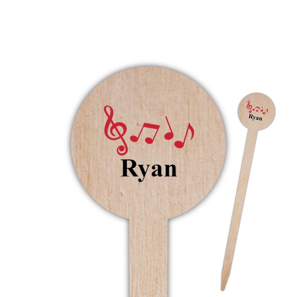 Custom Musical Notes 6" Round Wooden Food Picks - Single Sided (Personalized)