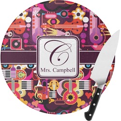 Abstract Music Round Glass Cutting Board - Small (Personalized)
