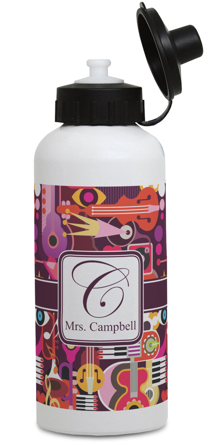 Abstract Music Water Bottles - Aluminum - 20 oz - White (Personalized