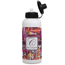 Abstract Music Water Bottles - Aluminum - 20 oz - White (Personalized)