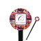 Abstract Music Black Plastic 7" Stir Stick - Round - Closeup