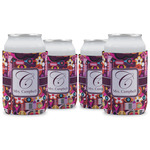 Abstract Music Can Cooler (12 oz) - Set of 4 w/ Name and Initial