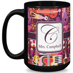 Abstract Music 15 Oz Coffee Mug - Black (Personalized)