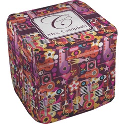 Abstract Music Cube Pouf Ottoman - 18" (Personalized)