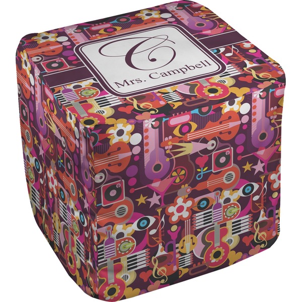 Custom Abstract Music Cube Pouf Ottoman (Personalized)