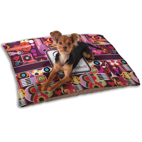 Custom Abstract Music Dog Bed - Small w/ Name and Initial