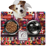 Abstract Music Dog Food Mat - Medium w/ Name and Initial