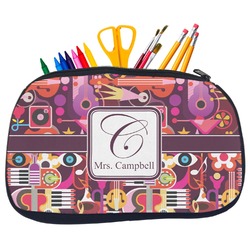 Abstract Music Neoprene Pencil Case - Medium w/ Name and Initial
