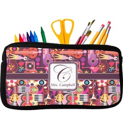 Abstract Music Neoprene Pencil Case - Small w/ Name and Initial