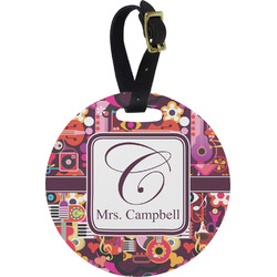 Abstract Music Plastic Luggage Tag - Round (Personalized)