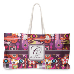Abstract Music Large Tote Bag with Rope Handles (Personalized)