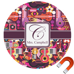 Abstract Music Round Car Magnet - 6" (Personalized)