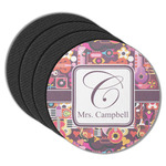 Abstract Music Round Rubber Backed Coasters - Set of 4 (Personalized)