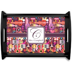 Abstract Music Black Wooden Tray - Small (Personalized)