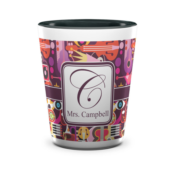 Custom Abstract Music Ceramic Shot Glass - 1.5 oz - Two Tone - Single (Personalized)