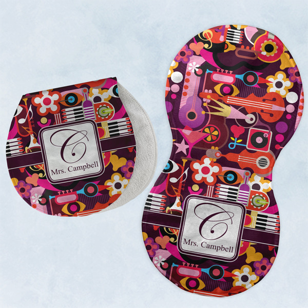 Custom Abstract Music Burp Pads - Velour - Set of 2 w/ Name and Initial